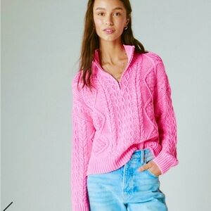 Lucky Brand | Mock zip Cable knit Sweater New
